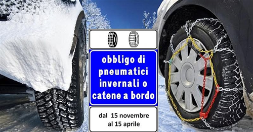 Provincia di Vercelli. 
Provvedimenti per la circolazione con pneumatici da neve o con catene a bordo dei veicoli transitanti lungo tutte le strade provinciali durante il periodo invernale