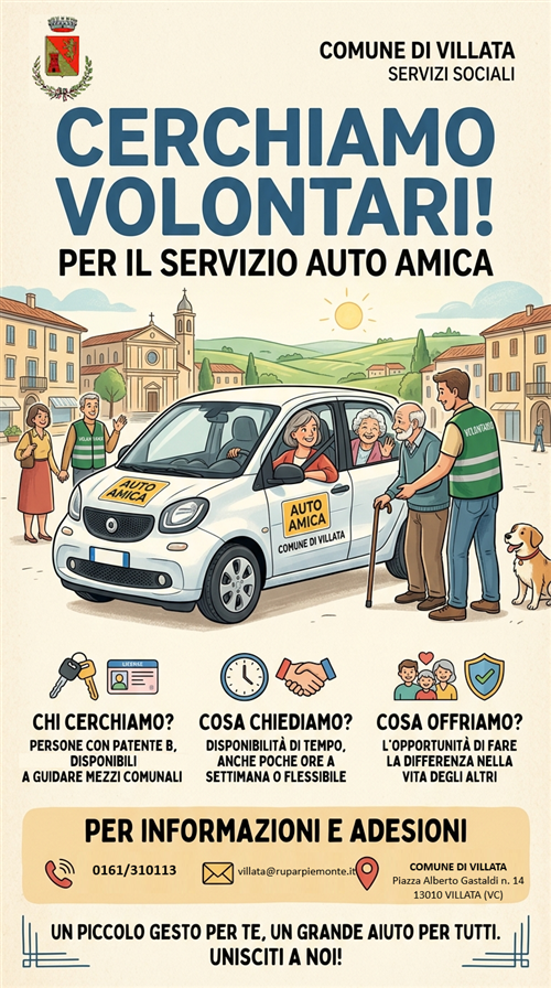 Cerchiamo volontari per il servizio Auto Amica